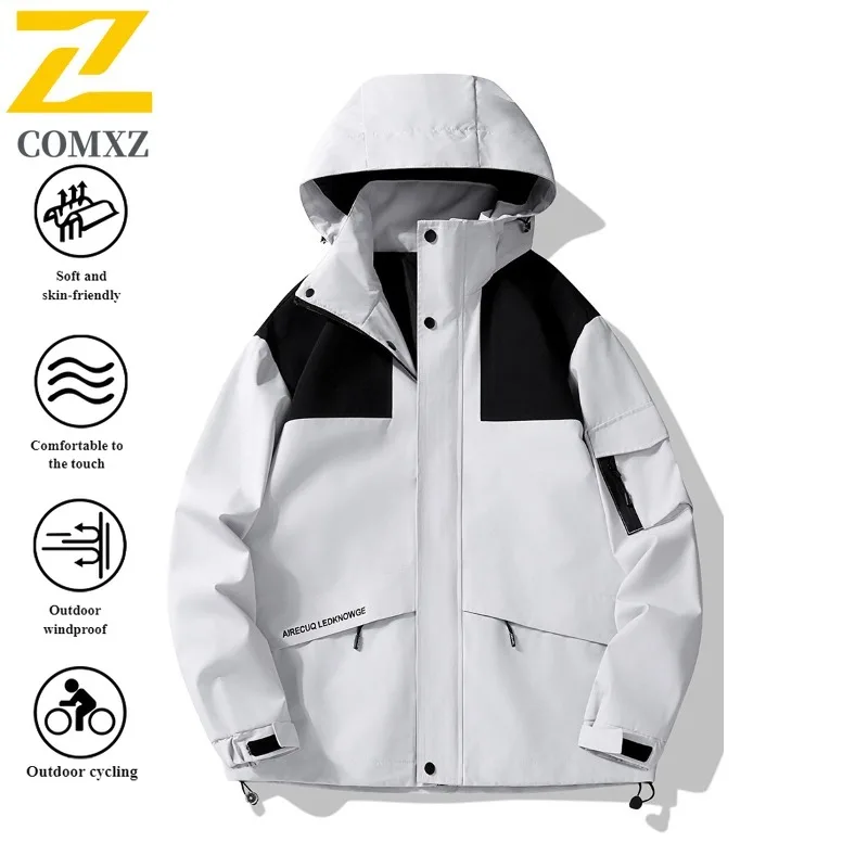 COMXZ Windbreaker Jacket Men Women Waterproof Thermal Detachable Outdoor Hiking Coat Anti-Scratch Spring Autumn  Travel Jacket