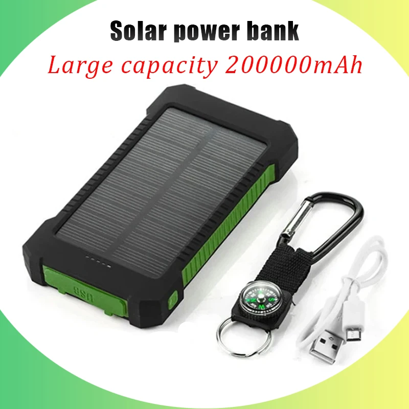 

New Portable Solar Power Bank with Large Capacity 200000mAh Suitable for Outdoor Camping Fast Charging Portable Battery Charger