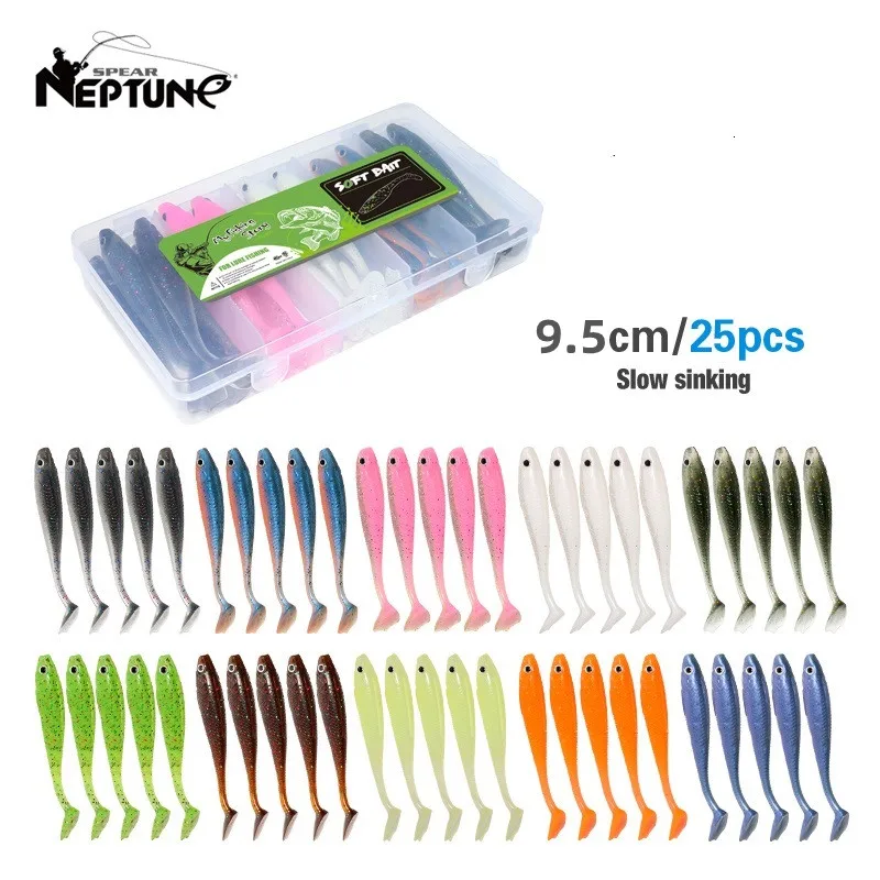 25Pcs Fishing Lure Set 95mm Soft Fish fake Swimbait for Trolling Wobbler Silicone Bait Kit Sea Fishing Predator Pike Trout Lure