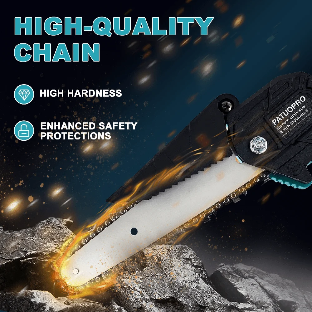 6inch Mini Cordless Electric Chain Saw Wood Cutter Garden Tree Logging Saw Fit For Makita 18V Battery Power Tool (No Battery) 6