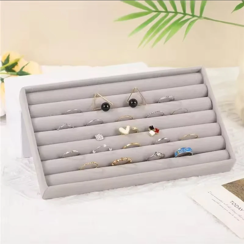 Suede Ring Tray Velvet Jewelry Display Organizer | Multi-Compartment Jewelry Packaging ... - SKU JDO00844 - UGI Packaging