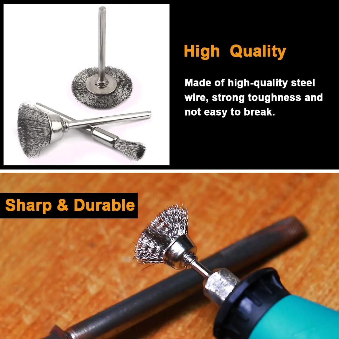 36pcs Wire Brush Steel Set 3mm Shank Wire Wheels Brushes Polishing For Mini Dremel Rotary Tools Metal Rust Removal Brush Set