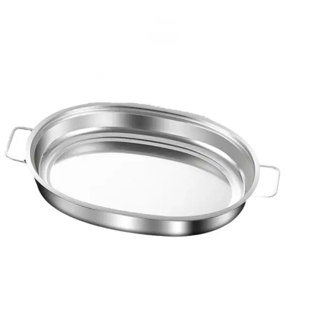Multipurpose Stainless Steel Oval Grilled Fish Pan Deepened Rust-proof Fish Steamer with Lid with Handle Hot Pot Commercial 5