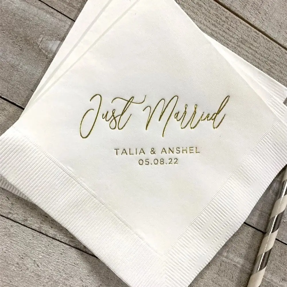 

50 Personalized Napkins Wedding Napkins Custom Monogram Just Married Beverage Cocktail Luncheon Dinner Guest Towels Available!