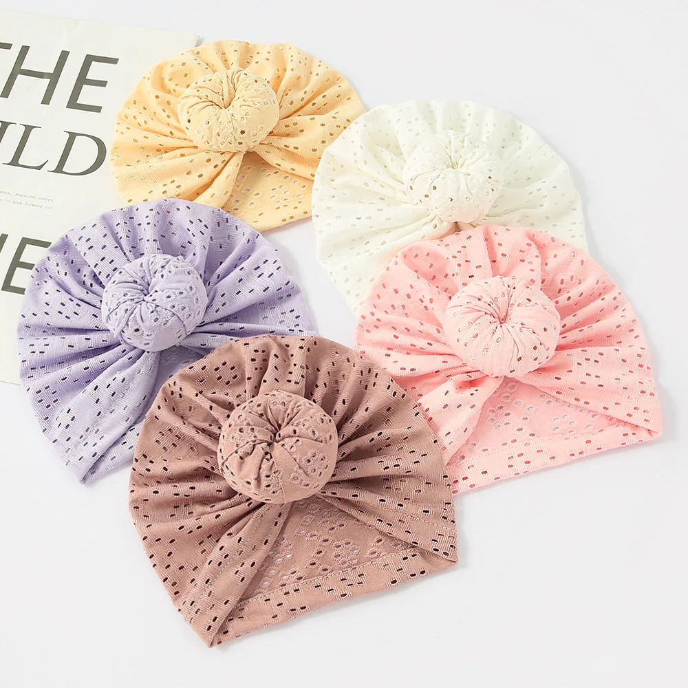 

5Pcs/Lot Infant Turban Baby Hat Spring Autumn Baby Girl Hat Cute Donut Beanie Newborn Soft Solid Color Toddler Head Wraps Bonnet