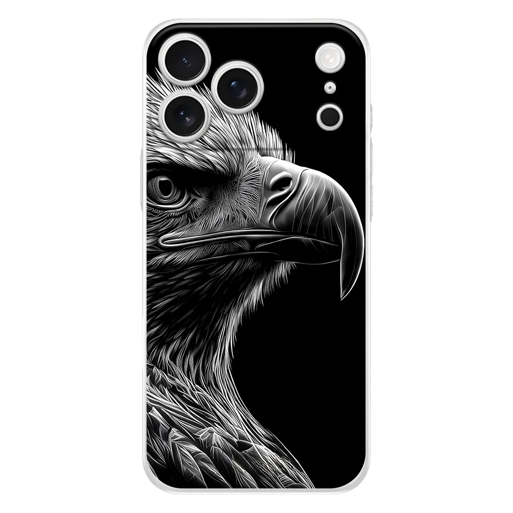 Clear Soft Case with Black Eagle Design and Fullback Protection