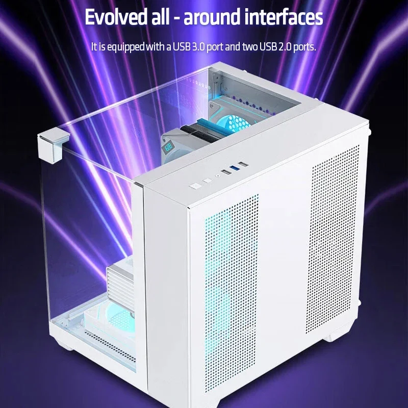 예, 매직 큐브 PC 케이스 - 270 ° 파노라마 강화유리, M-ATX/ITX 호환 게이밍 섀시