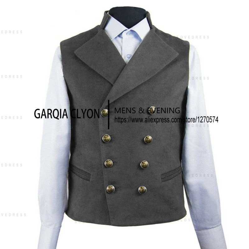 Men's Vest Lapel Double-Breasted Suede Vintage   Western Cowboy Waistcoat  For Jacket For Men