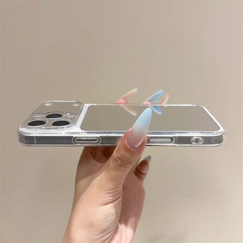 Luxury Make Up Mirror Phone Case - Clear Shockproof Acrylic with Soft Bumper Cover
