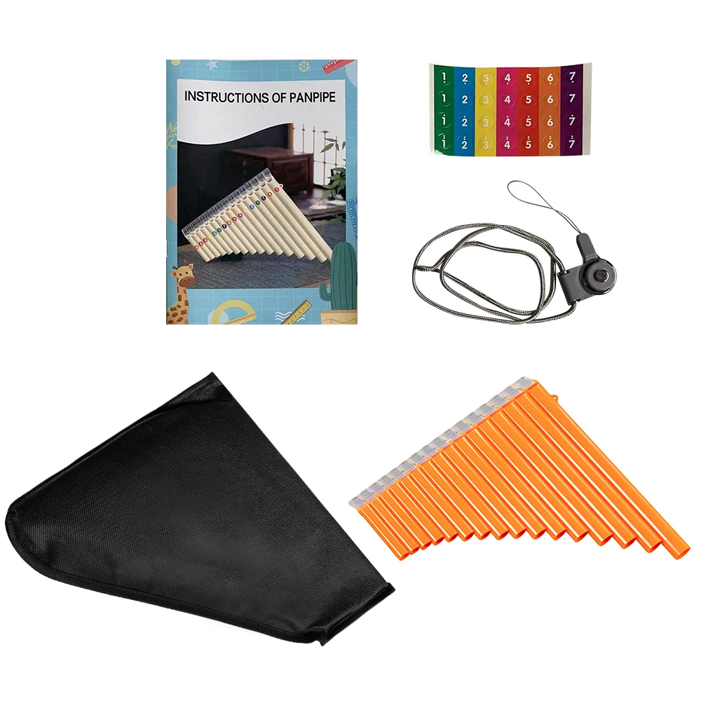 16-Pipe Pan Flute G-A2 Key Pan Pipes ABS Panpipes Chinese Traditional Woodwind Instrument with Carry Bag