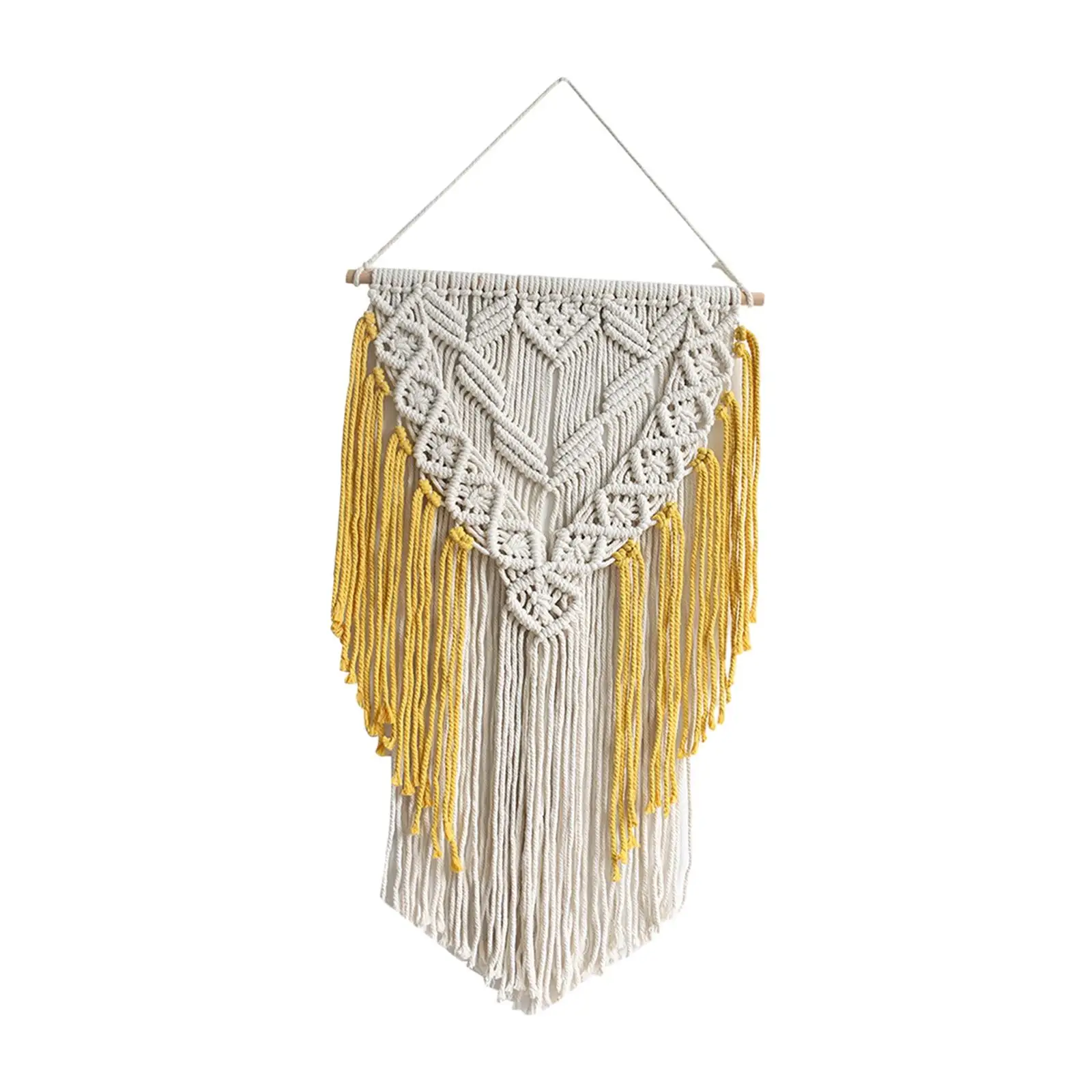 

Macrame Wall Hanging Fringe Braided Boho Backdrop Wall Art Tassel Macrame Long Tassels Ornament for Nursery Room Home Decor