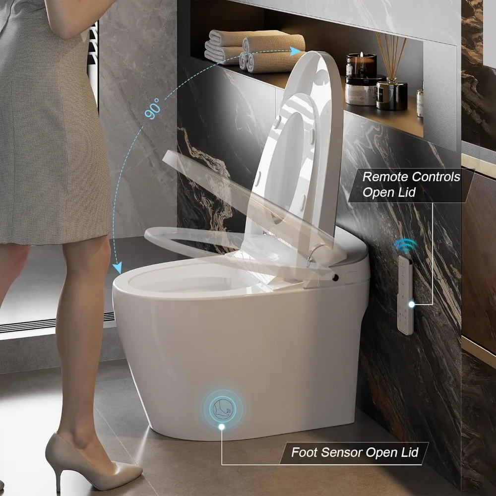 Smart Toilet, Bidet Toilet with Pump Assisted Flush, Foot Sensor Operation, Heated Bidet Seat, Warm Water, Dryer,Digital Display 3