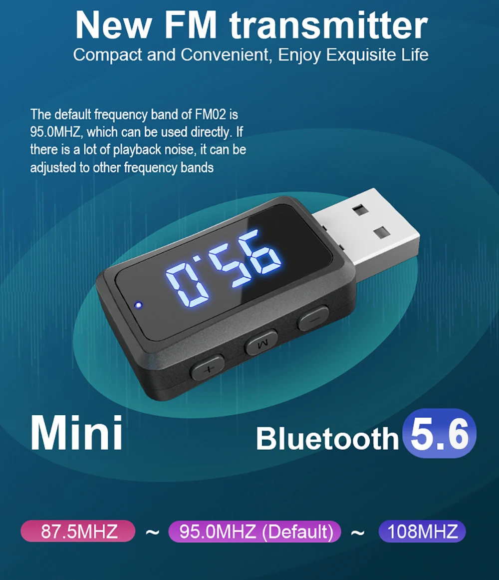 Wireless Bluetooth Car FM Transmitter with LED Display & Hands-Free Calling System