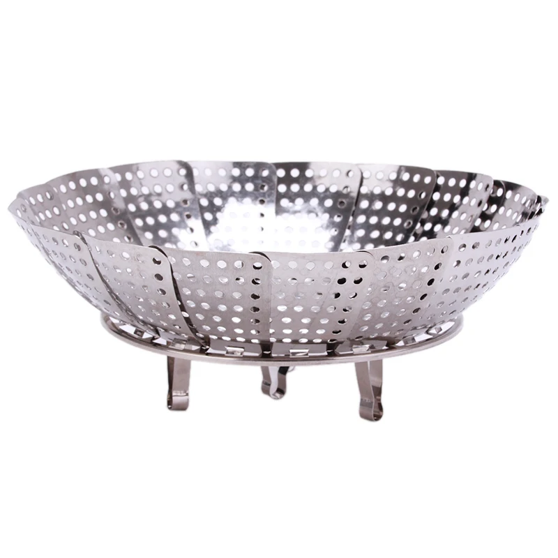 Stainless Steel Multifunctional Steamer Plate Retractable Folding Steaming Fruit Plate Disk