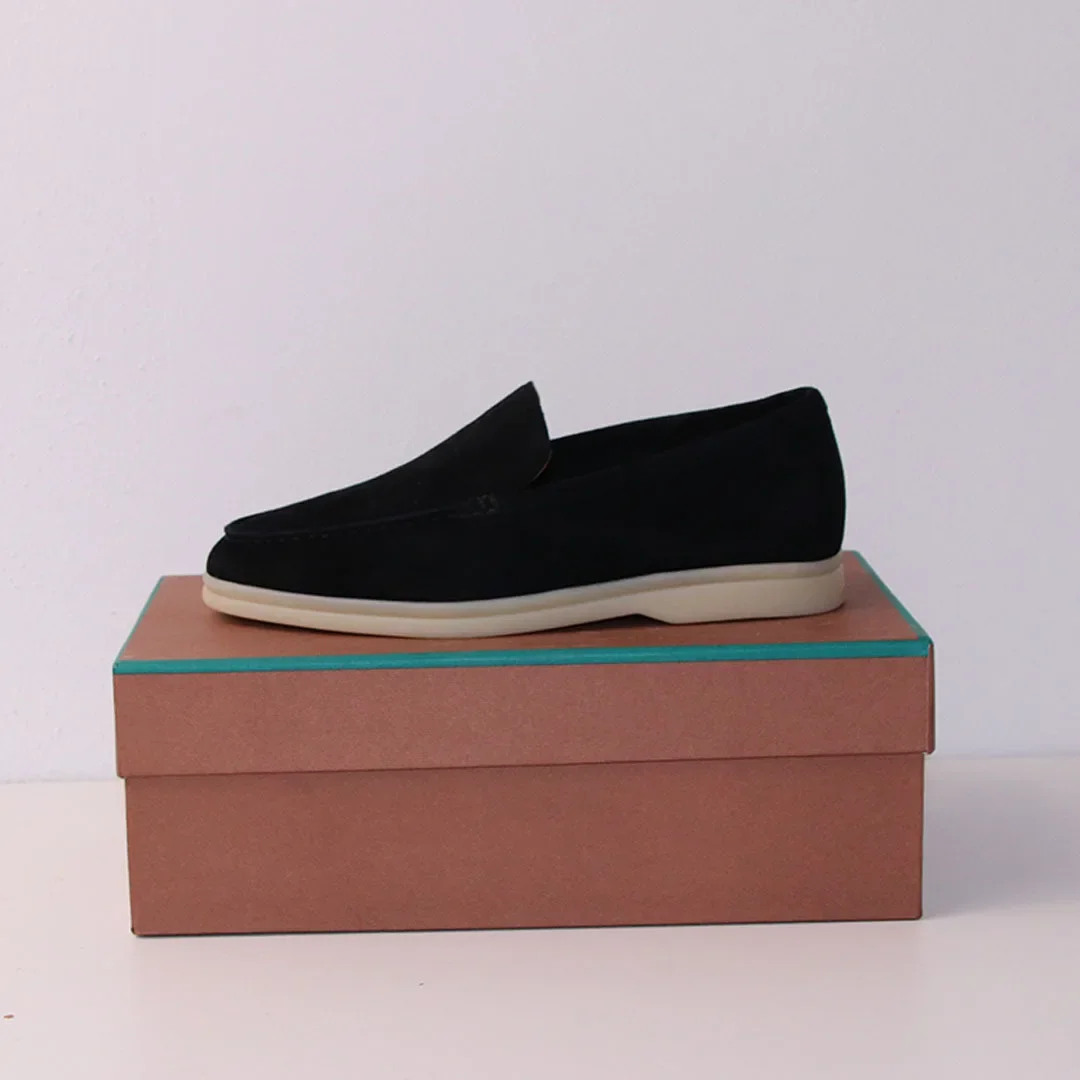 Classic Lor*p New Men's Chamois Leather Lazy Shoes Driving Flat Bottom Casual Foreign Trade Single Shoes Women's Rubber 3