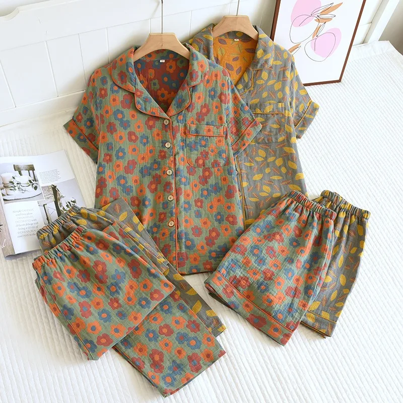 

3 шт., женские пижамы из натурального хлопка, с коротким рукавом
