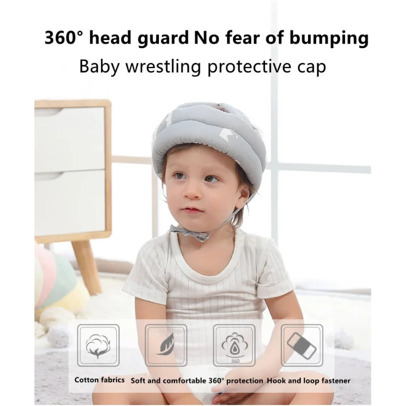 Baby Infant Toddler Helmet No Bumps Safety Head Cushion Bumper Bonnet, Adjustable Protective Cap Child Safety Head Guard Hat