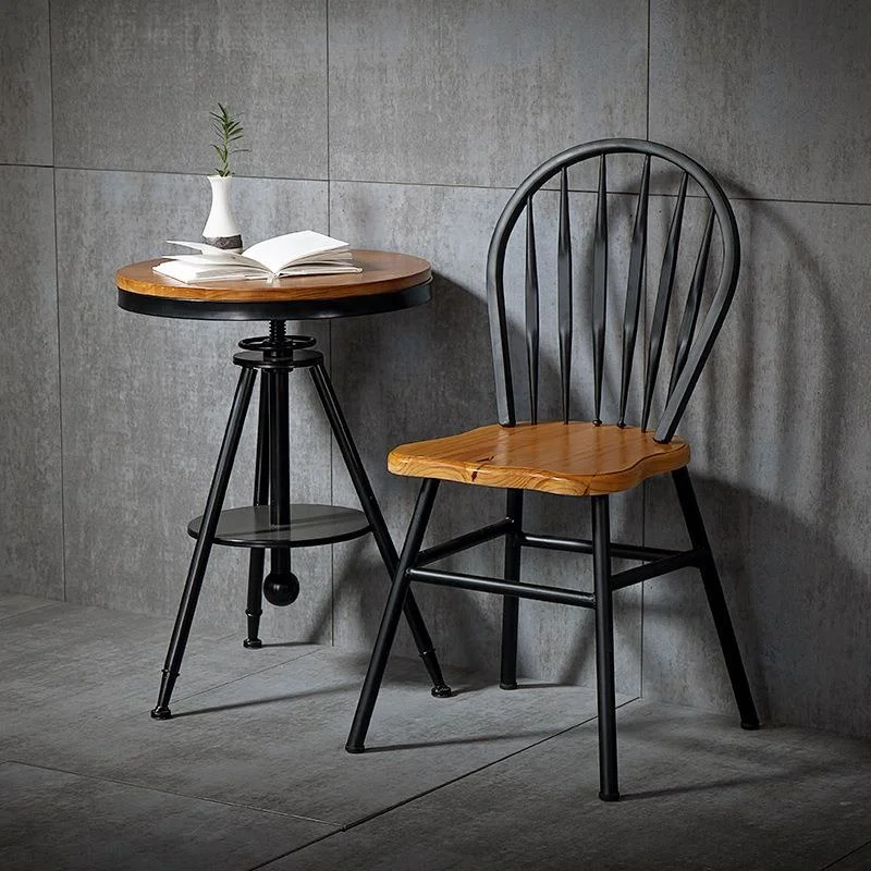 Industrial Metal Wire Dining Chair Modern Restaurant Armchairs With wooden Cushion Iron Dining Room Coffee Chairs