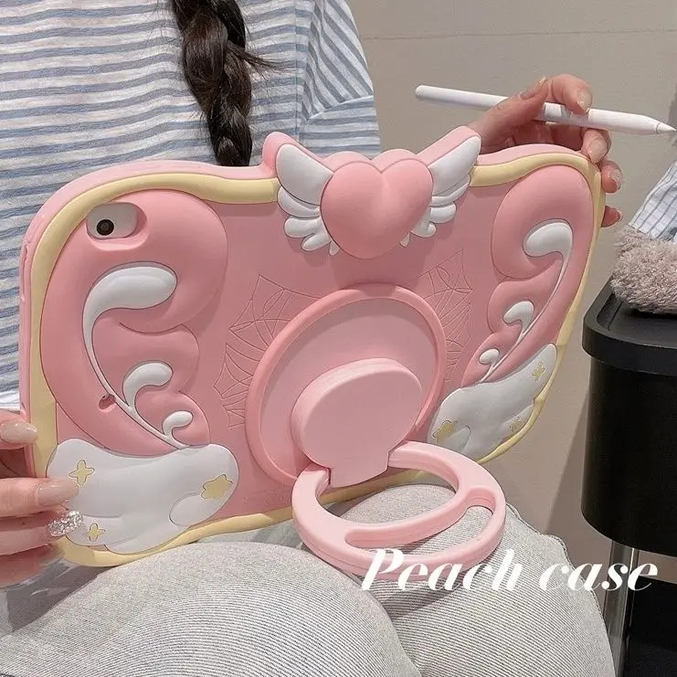 

Hello Kitty Sanrio Kuromi Stitch Love Wing IPad Protective Case Pro11 Apple Air4/5 Three-dimensional MINI6 Silica Gel 10.2 Shell
