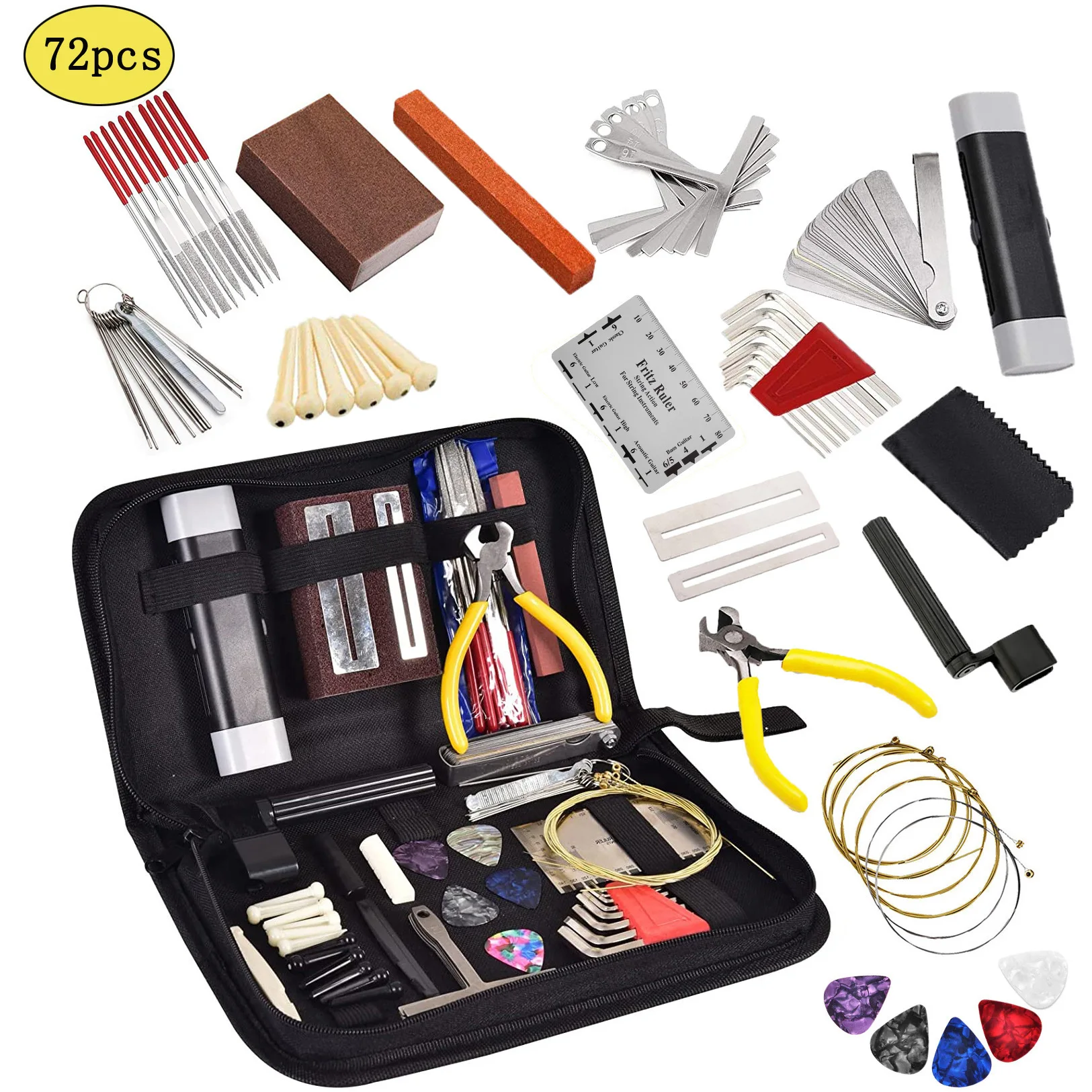 Guitar Accessories Guitar Repair Tool 72-Piece Complete Guitar Tool Kit Set Guitar Repair & Maintenance Kit Comprehensive Accessories