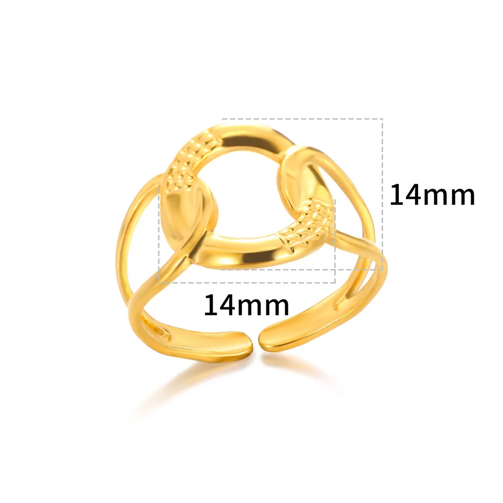 Circle Hollow Stainless Steel Open Rings for Women