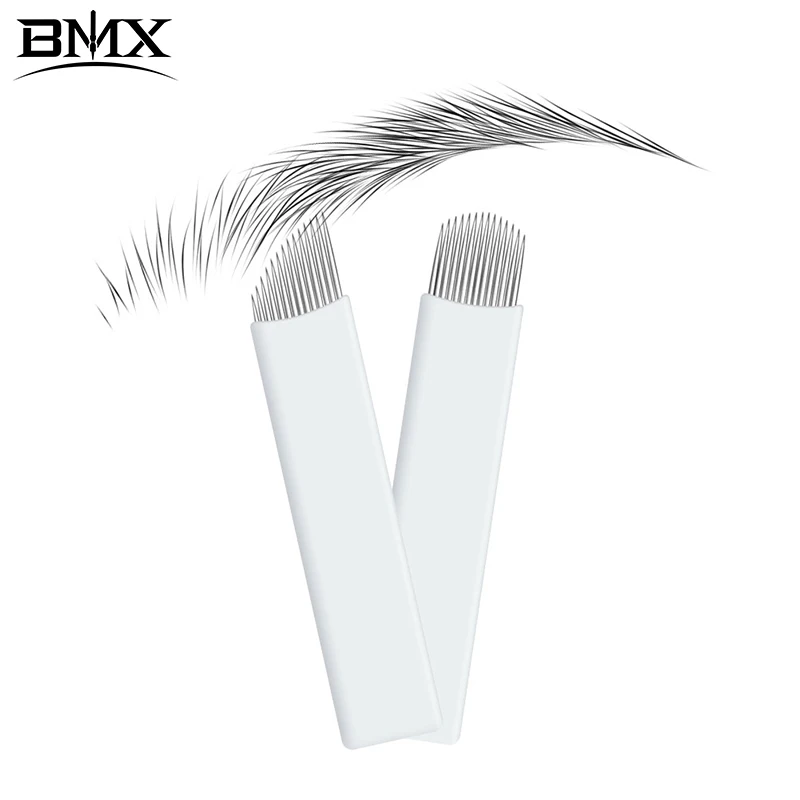 

BMX 10pcs Microblading Needles for Tattoo Lamina Tebori 0.25mm 7 9 11 12 14 Flex Blades U CF Shape Permanent Makeup Blade
