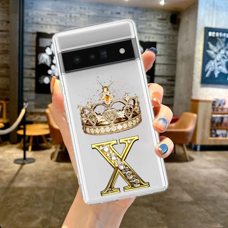 Elegant Diamond Crown Letter Soft TPU Phone Case Cover