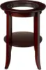 Furniture-Wood Genoa End Table, Round Side /Accent Table , Inset Glass Espresso 4