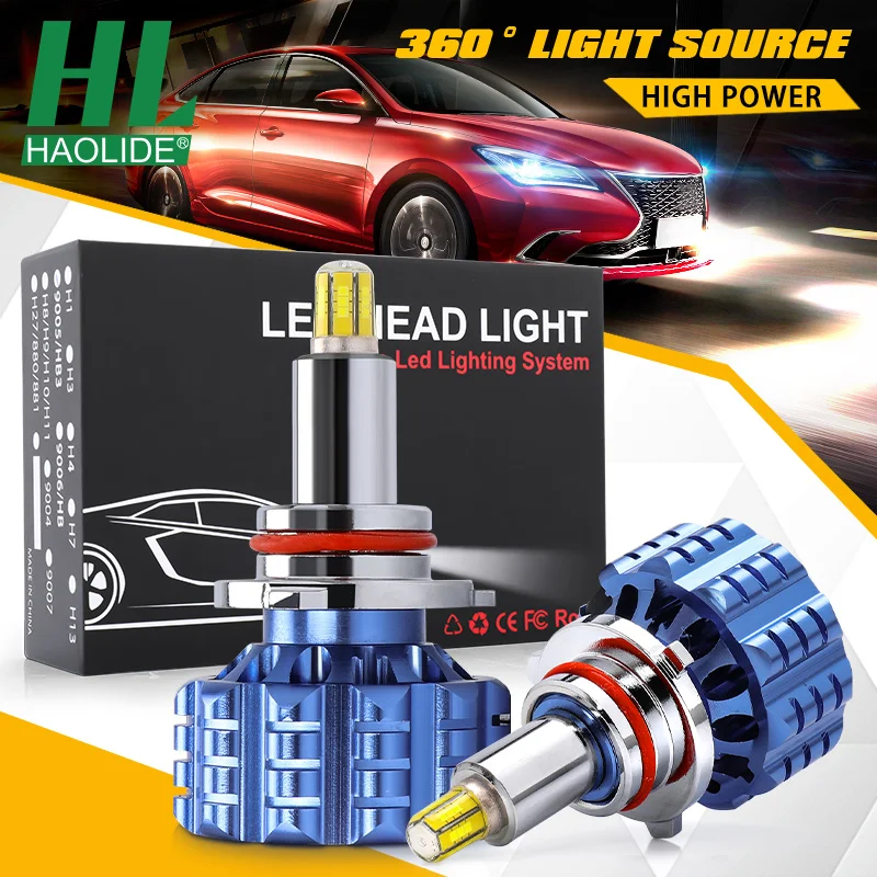 

HAOLIDE 9005 Led Headlight Bulbs For Car Super Bright Turbo Lamp H1 H11 H3 H7 9005 HB3 9006 HB4 12V Auto White Driving Fog Lamp