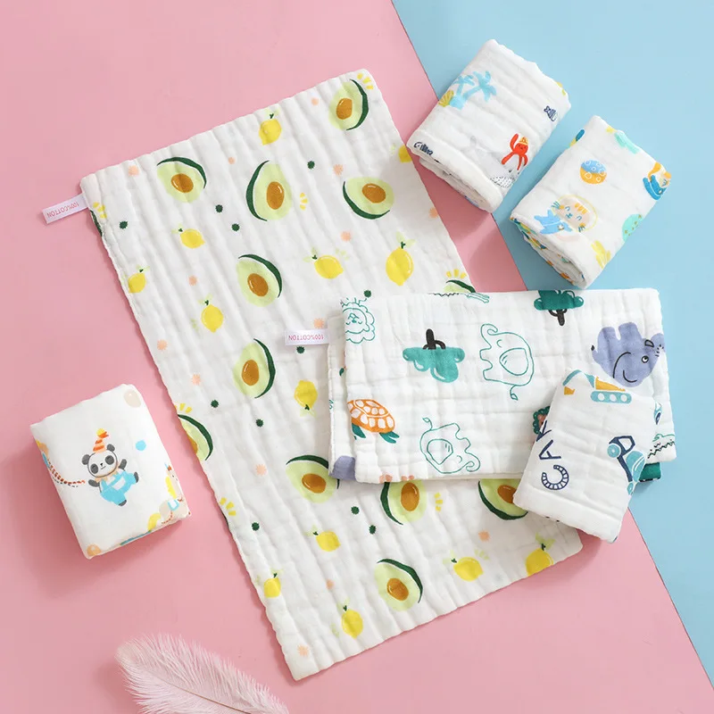 25x50cm Baby Six-layer Pure Cotton Gauze Small Towel Face Towel Square Mouth Baby Washcloth