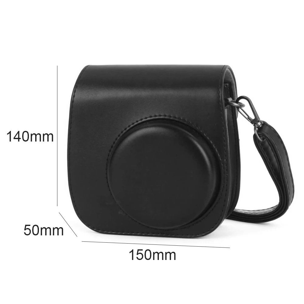 PU Leather Camera Case Protector Pouch Bag Compatible Case with Soft Shoulder Strap for Fujifilm Instax Mini 11 9 8 