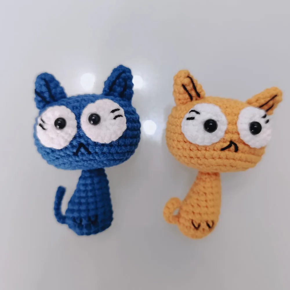 Finished Handmade Crochet Cute Cat Key Chain,Crochet Fashion Animals,Knitted Kitty Craft For Children Gift,,Cute Ornament