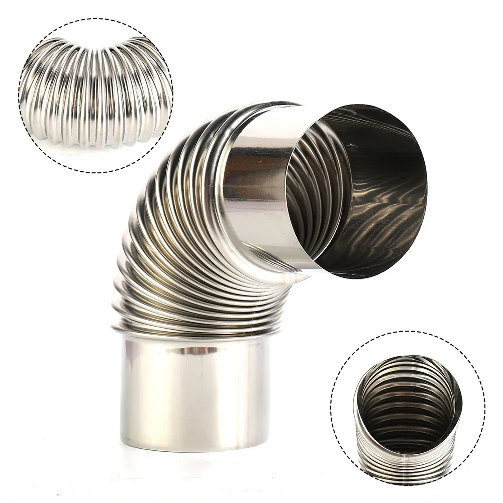 60/70/80mm Stainless Steel 90 Degree Elbow Chimney Liner Bend 90&deg; Multi Flue Stove Pipe For Outdoor Camping Wood Stoves Chimney