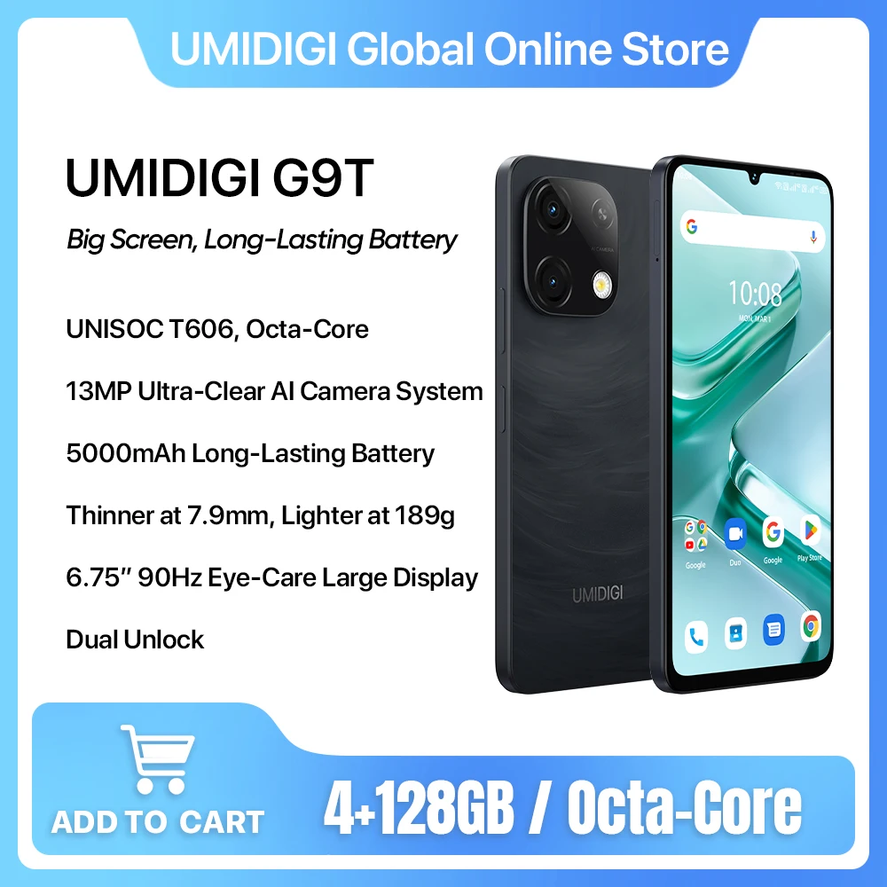 UMIDIGI G9T スマートフォン ブラック UMIDIGI G9T － 激安価格になりそうなUNISOC T606搭載の