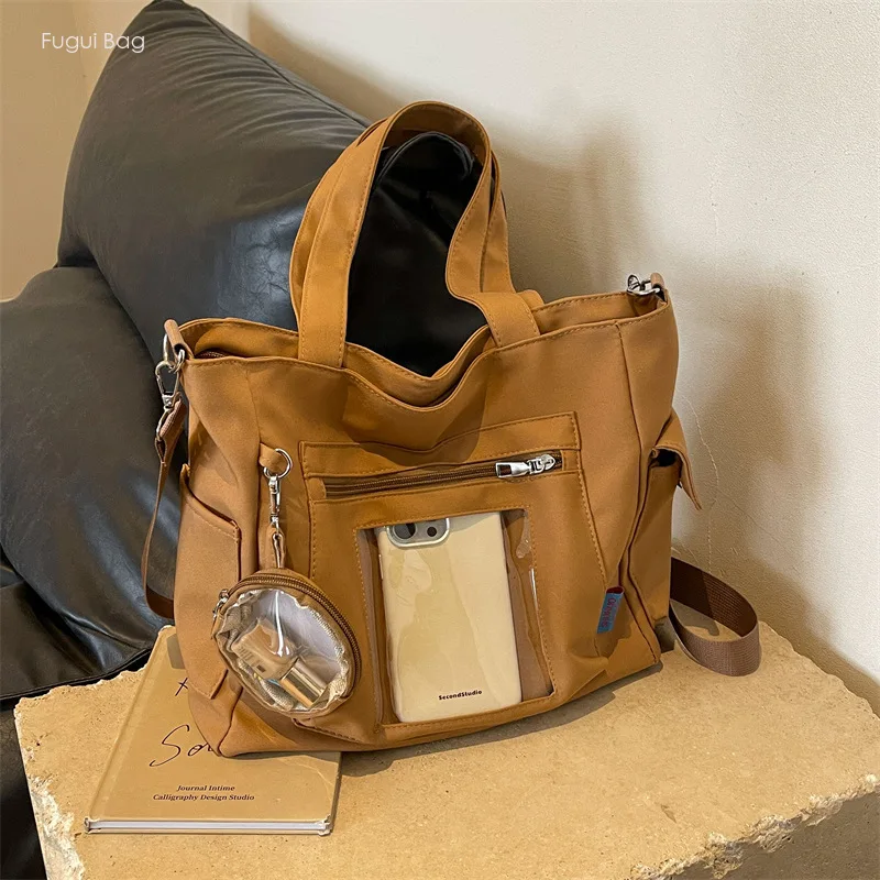 Women's Handbag Shoulder Bag Underarm Tote Casual and Simple Large Capacity Canvas New Fashionable and Transparent Student