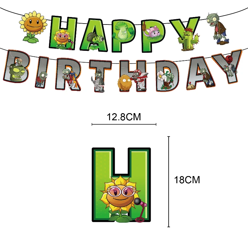 The New Plant Vs Zombies Theme Kids Happy Birthday Party Decoration Supplies party decorations
