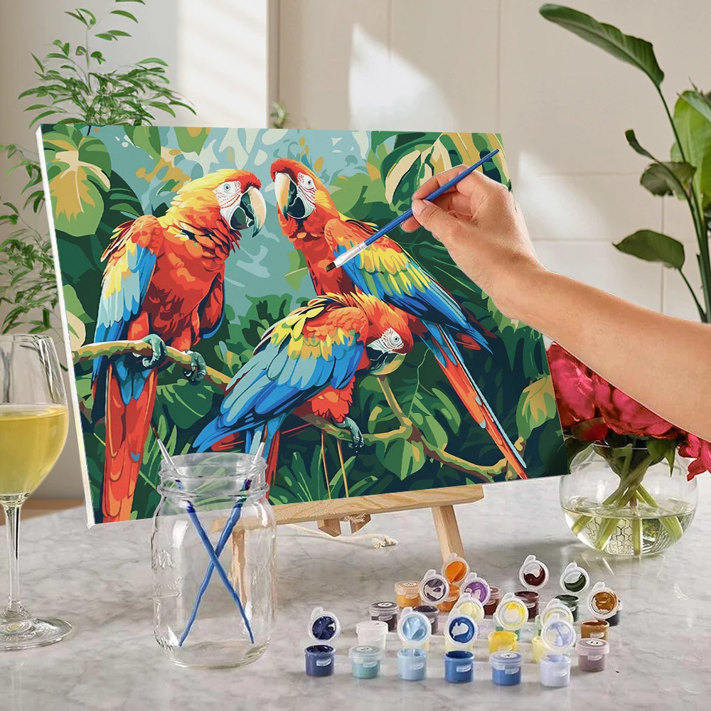 앵무새 DIY 손으로 그린 그래피티 그림, 거실 장식 걸이식 그림, 휴일 레저 ..