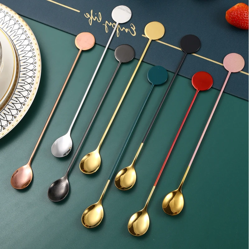 21cm Stainless Steel Stir Bar Spoon Mixing Ounces Cocktail Drink Stirrers Long Handle Coffee Ice Spoon Bartender Bar Accessories