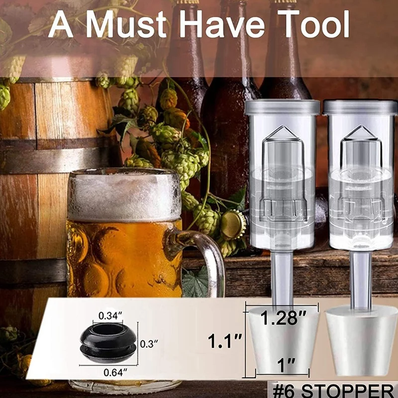 Fermentation Brewing Airlock Kit Grommet Fermentation Beer Making Wine Kombucha Fits Gallon Pitcher 6-Pack