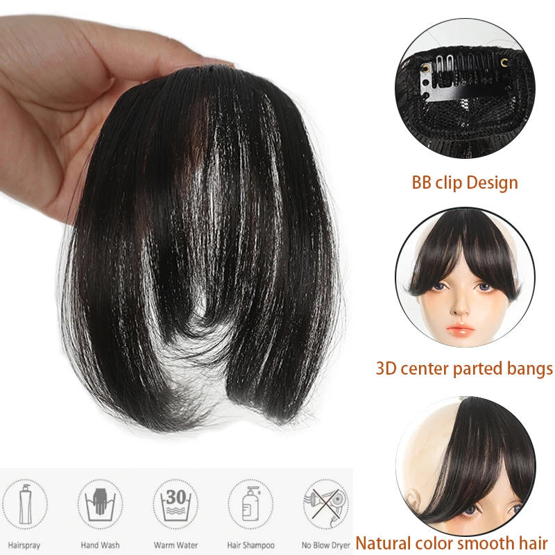 Women's synthetic hair bangs for ehead wig natural octagonal bangs 8-inch black brown suitable for daily wear