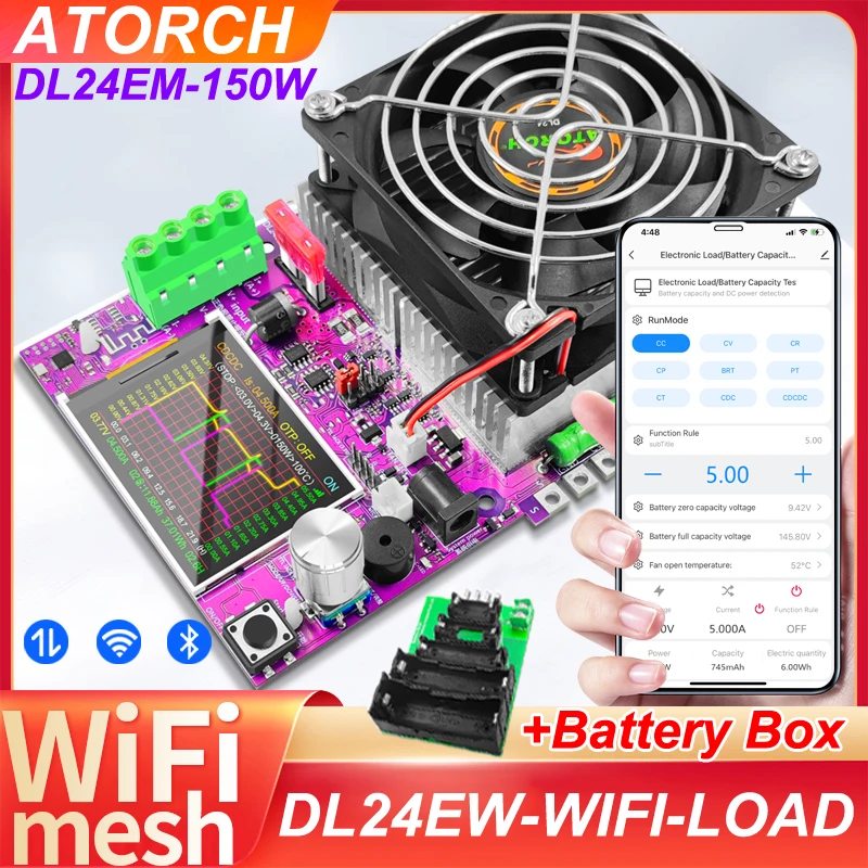 Dl24Ew 150W Tuya App Wifi Tester Di Carico Elettronico Intelligente Corrente Di Tensione 48V Strumenti Di Monitoraggio Della Capacità Della Batteria D