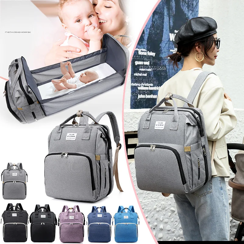 Nou pliabil Sleeping Mommy Multi funcțional Mama Baby Mama Bag sticlă scutec rucsac_voghion.com