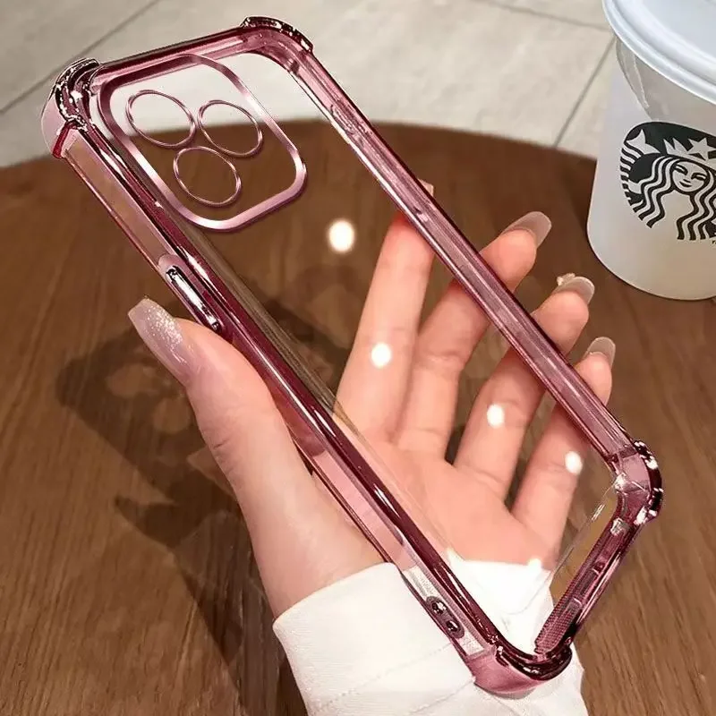 Plating Lens Protection Anti-Shock Back Case with Four-Corner Reinforcement