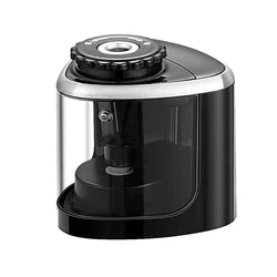 Electric Auto Pencil Sharpener with Safe Helical Steel Blade for Artists, Students, and Colored Pencils (Black)