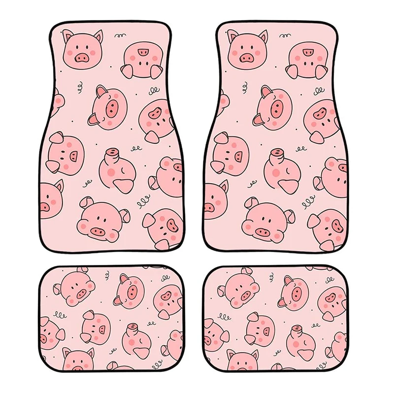 

Universal Car Front And Rear Foot Mat Cute Piggy Carpet 4PCs Set Heavy Duty All-Weather Protection For SUV, Van, Truck