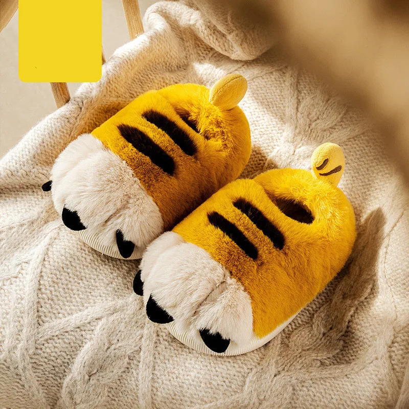 Cute Tiger Claw Children's Cotton Home Slipper Girls' Boy Cartoon Warm Wrap Heel Home Shoes Thickened Plush Slippers Kids new kawaii summer sandals 2 15 years cute cartoon claw children slippers baby toddler non slip clogs for infant girls boys shoes