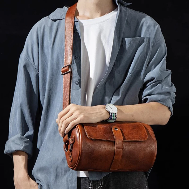 

Men's Casual Crossbody Bag Top-level Soft Cowhide Personalized Shoulder Bag Fashionable Small Shoulder Bag And Pillow Bag
