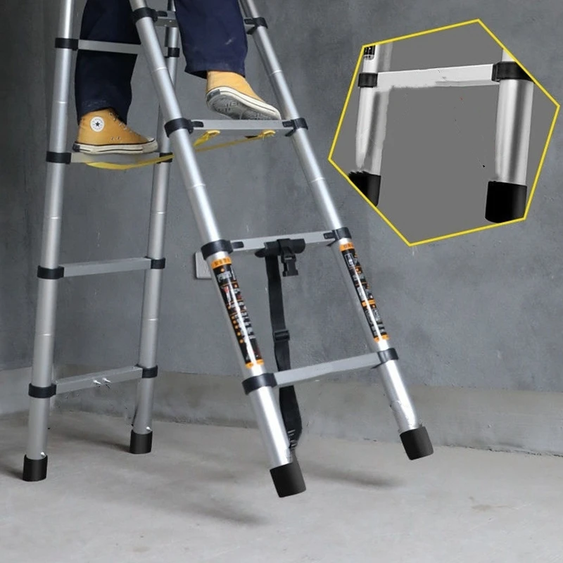 Składana drabina drabina teleskopowa drabina ze stali nierdzewnej w jodełkę drabiny 5-stopniowe stabilne schody przedłużenie drabiny do domu