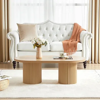 Fluted Oval Boho Coffee Table 1