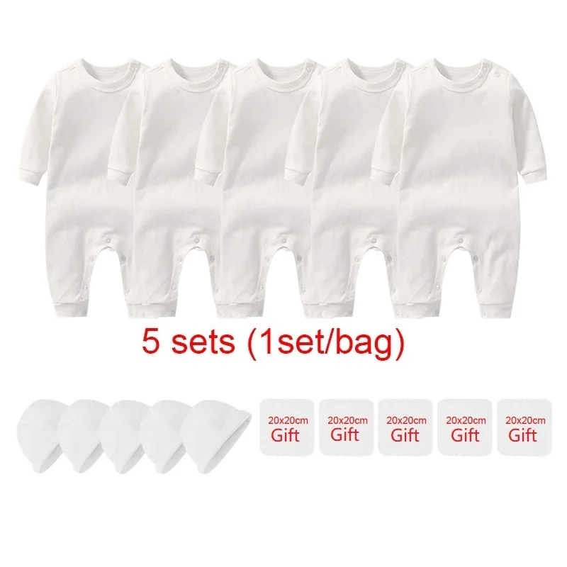 5 Sets Newborn Baby Clothing Sets Romper Bonnet Sleepsuits Jumpsuits Growings One-Pieces Sleepers Grows Roupa Wholesale in bulk